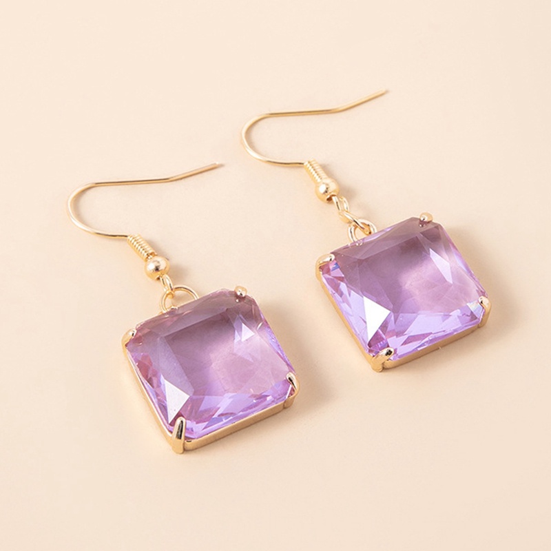 Anting Tusuk Gantung Bahan Resin Desain Geometri Hias Kristal Hijau Gaya Vintagebarok Untuk Wanita