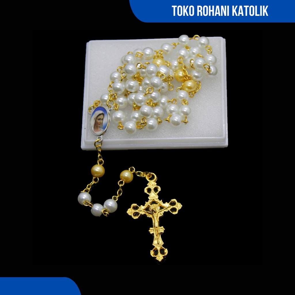 ROSARIO KALUNG BULIR SINTETIS (SILVER) / ROSARIO KATOLIK / KALUNG ROHANI