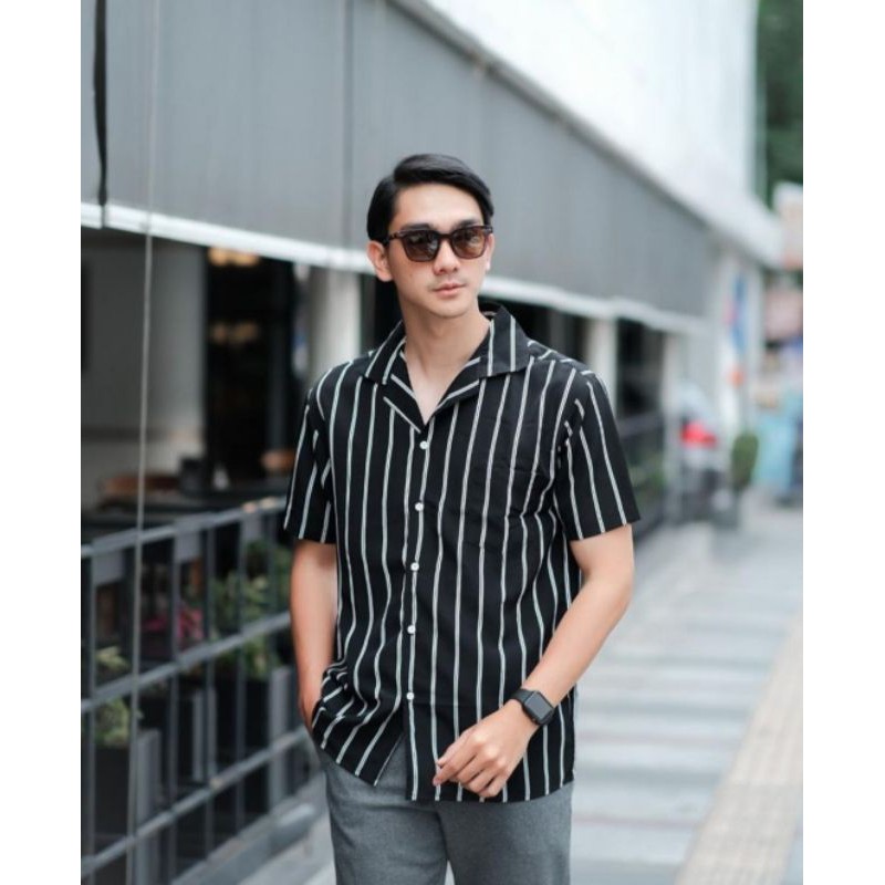 RIBSGOLD Kemeja Salur / Kemeja Pria / Kemeja Garis / Kemeja Kerja / Kemeja Santai