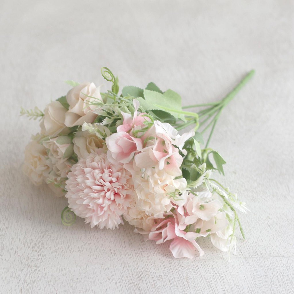 COD/TM99 BUNGA HYDRANGEA MIX BUNGA TANGKAI PLASTIK BUNGA ARTIFISIAL PAJANGAN BUNGA HIASAN P3170-PINK