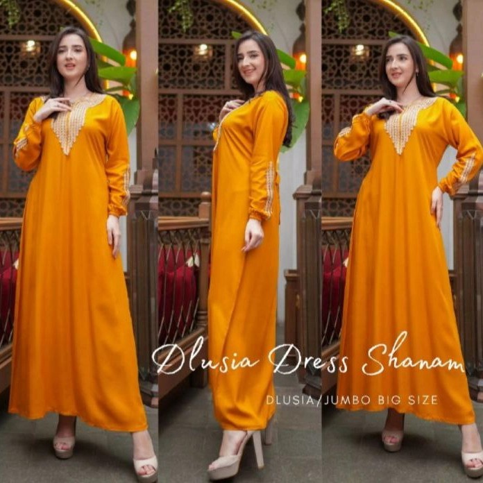 Daster Arab/Daster Renda/Dress dlusia Shanam Polos/Longdres Lengan Panjang Bhusui Terbaru