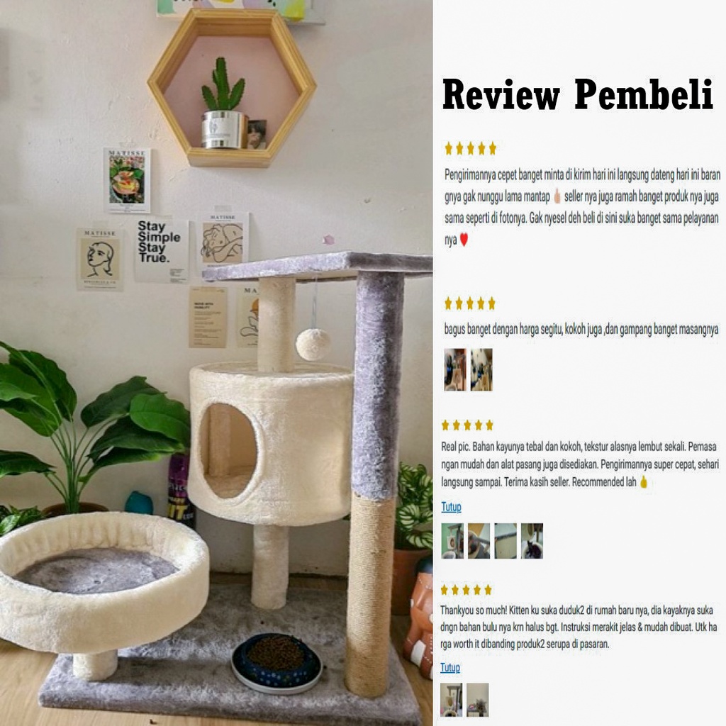 Cat Tree premium, elegan dan minimalis, bahan lembut dan struktur kuat