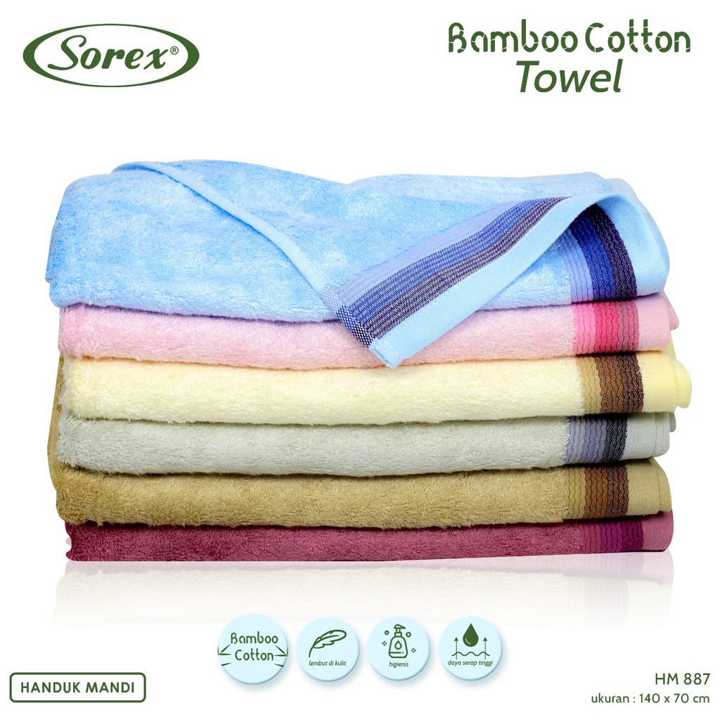 Sorex Handuk Mandi 70 x 140 cm Dewasa Cotton Bamboo Lembut Daya Serap Tinggi HM 887 CBKS