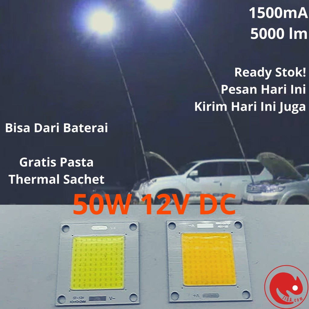 Cod 1iga Hpl Led 50w 12v Dc Cw Super Terang Mata Lampu Cob Tenaga Baterai Mobil Motor 12volt Shopee Indonesia