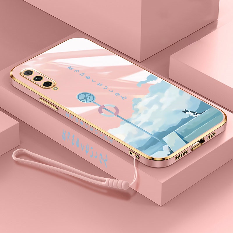 Cute Cat Phone Case For VIVO Y50 Y30 Y20i Y12S Y11 Y19 S1 PRO Y93 Y91C Y12 Y15 Y17 Y20S Y20 Y30i Luxury Cartoon Soft electroplate Lanyard cover couple