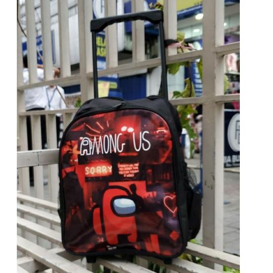 Best Stock Amoung US Ransel Troly anak sekolah Tas anak laki-laki Ransel roda