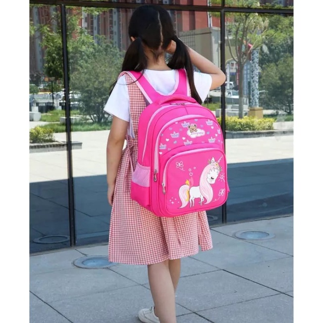 Rya.id - Tas Ransel Anak Perempuan Motif Unicorn -  Tas Sekolah Anak Termurah Populer Kekinian Fashion Stylish / Tas Ransel Sekolah Anak Perempuan Tk Sd