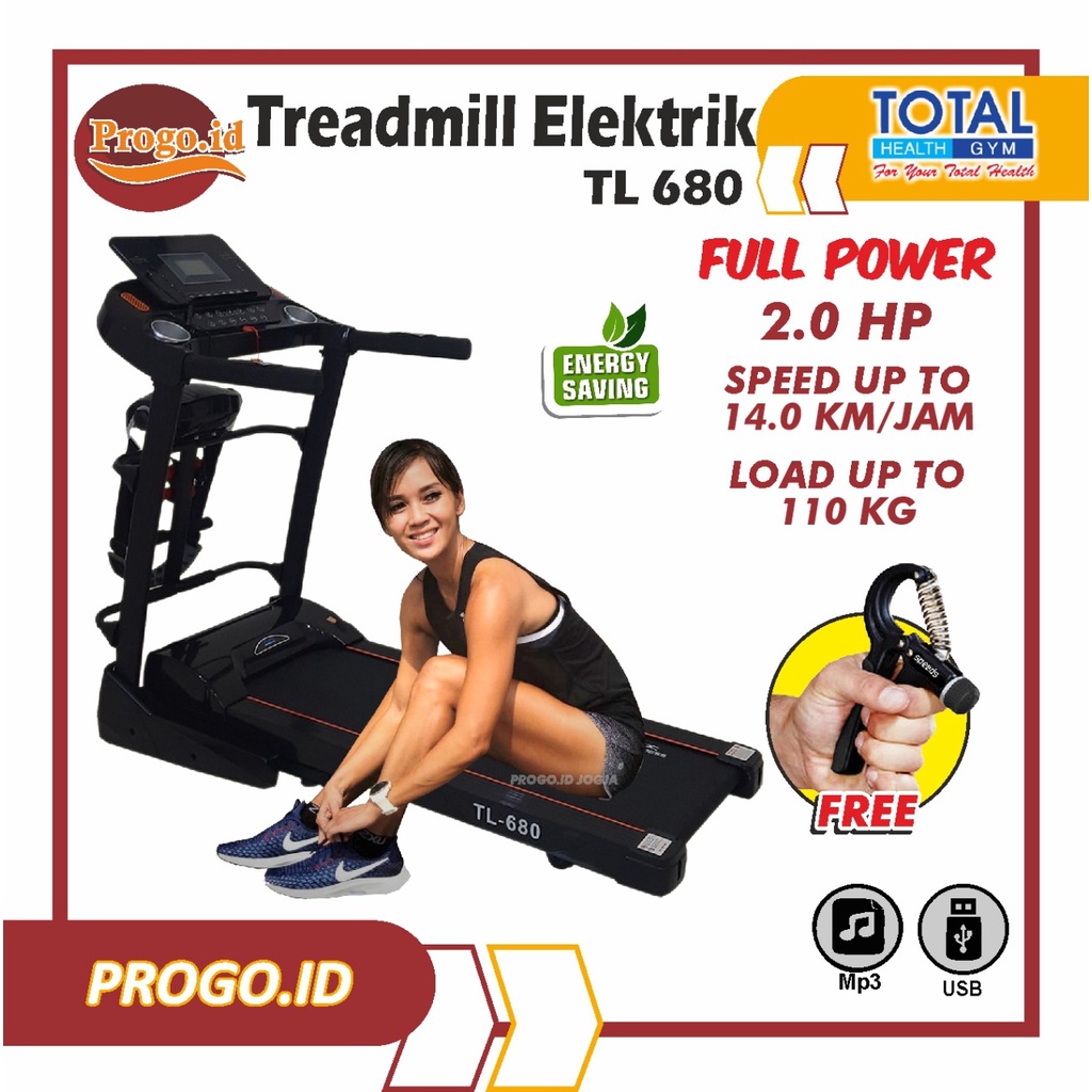 Alat Fitenss Treadmill Fitness TL 680 Fitnes Olahraga Gym Elektrik Total Outdoor Threadmill Thredmil