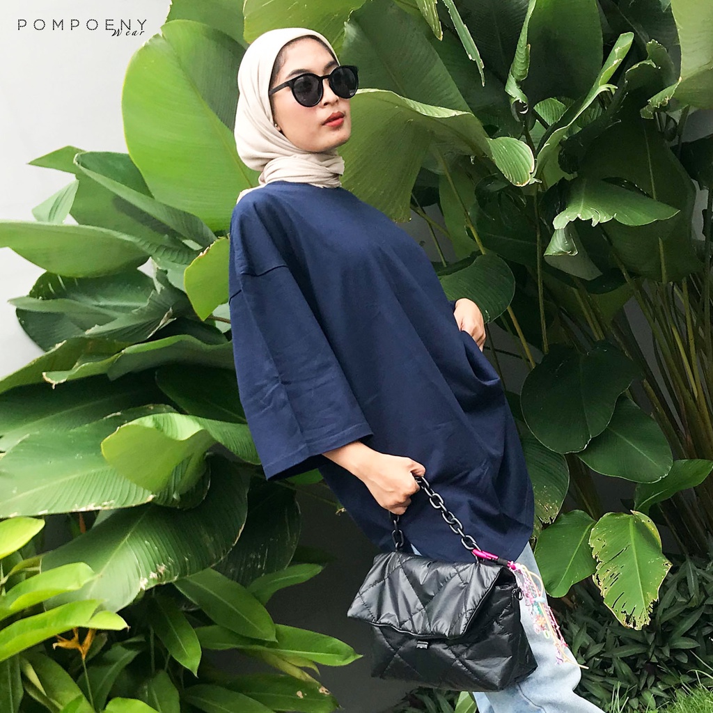 KAOS OVERSIZE WANITA TOP HIJAB BASIC / BASIC OVERSIZED TOP KAOS POLOS / KAOS POLOS OVERSIZE WANITA - POMPOENY