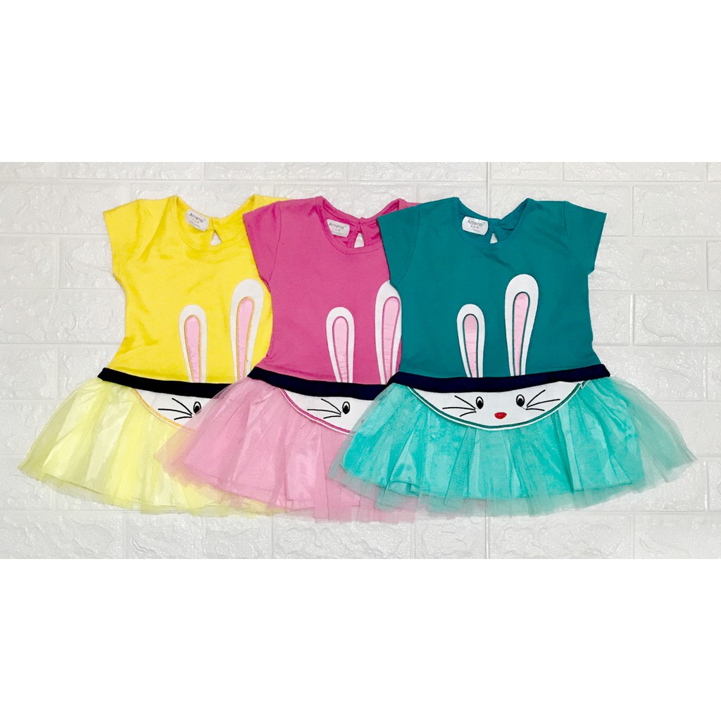 BAYIe - Baju Tutu Dress Bayi Perempuan  motif RABBIT AMENA usia 3-18 bulan / Pakaian anak Cewek