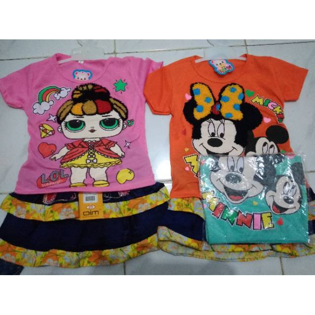 Setelan jeans kaos cewek 1-2th