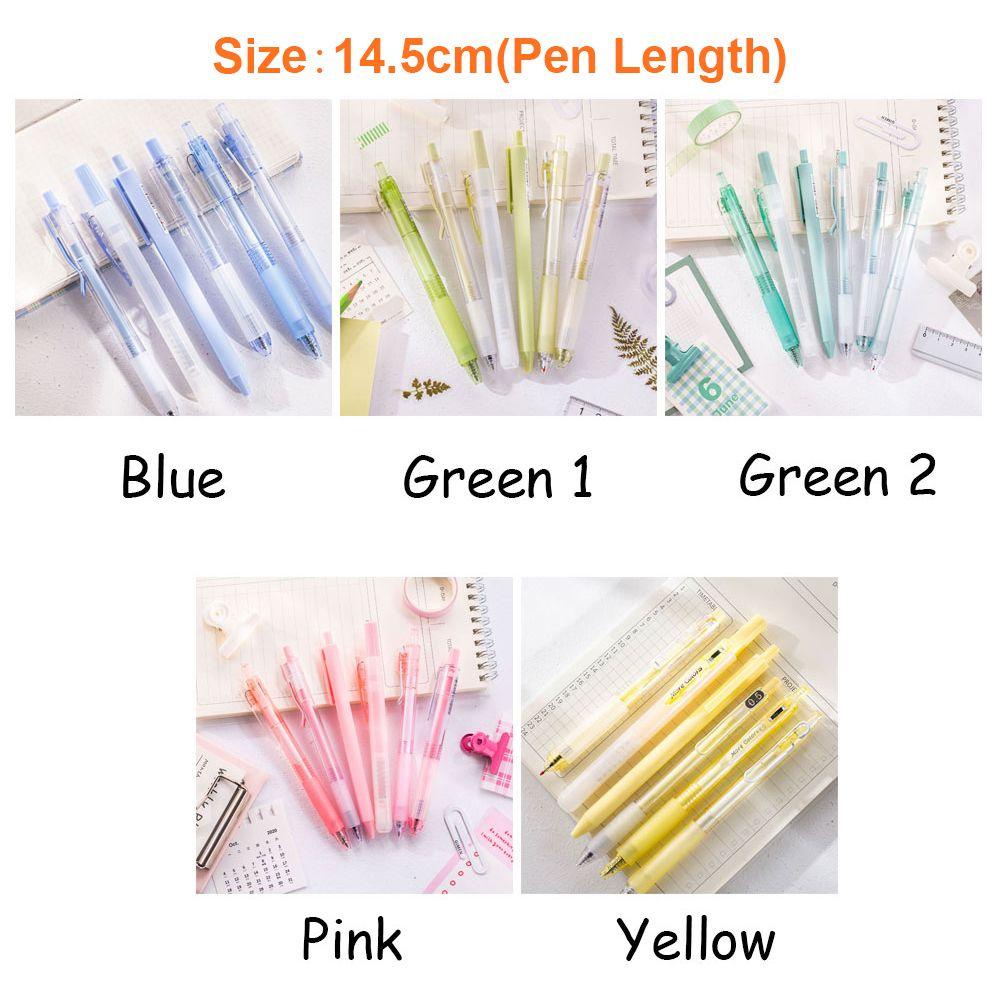 Top 6pcs/Set Gel Pulpen Set Kantor Perlengkapan Sekolah Alat Tulis Kreatif Morandi Berwarna Press Type Marker