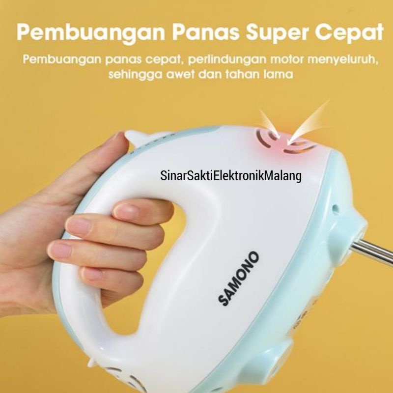 Samono Hand Mixer + Mangkok Pengaduk Telor Kue Murah Garansi Resmi