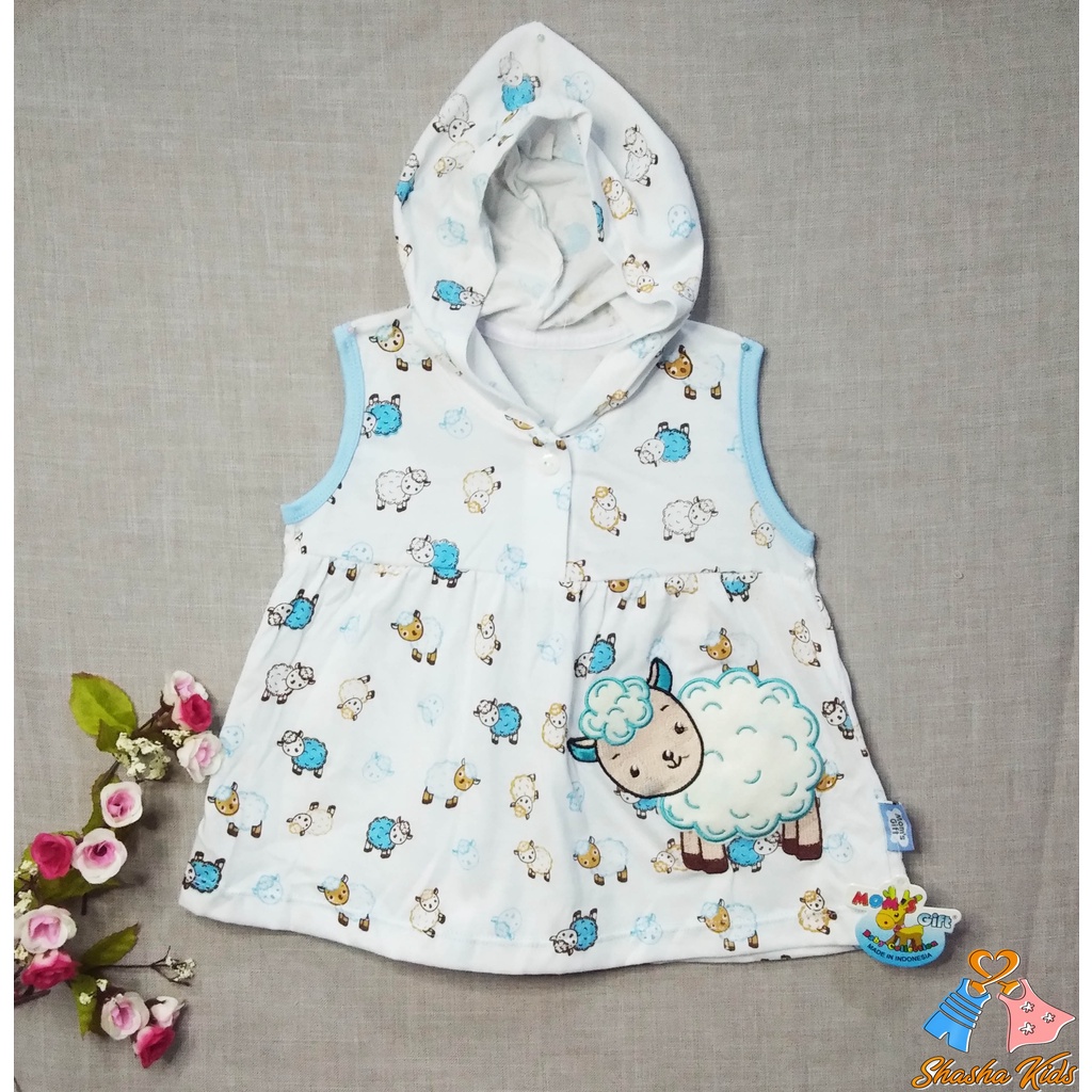 [MG-04] Baju Bayi Perempuan/ Dress Bayi Perempuan Mom's Gift motif domba 3-9 bln model penutup kepala + celana