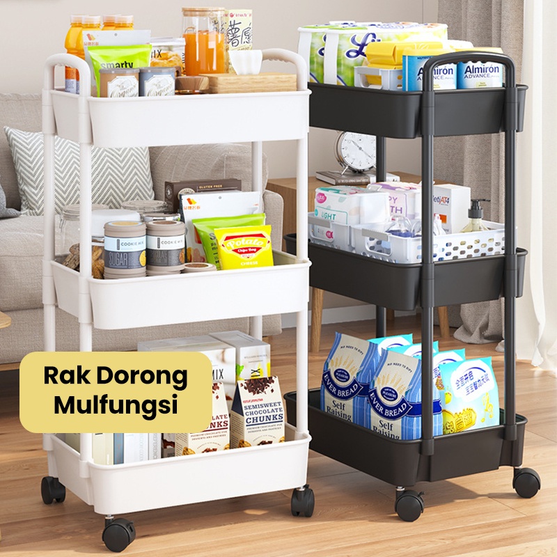 SHENAR HANA Rak Troli 3/4Susun Serbaguna/Rak Kamar mandi/Rak Salon Organizer Rack Rak Kamar Tidur Dapur Kamar Mandi Dengan Roda