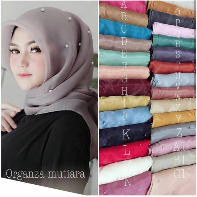 termurah  Organza mutiara / hijab segiempat jilbab kerudung bergo pearly