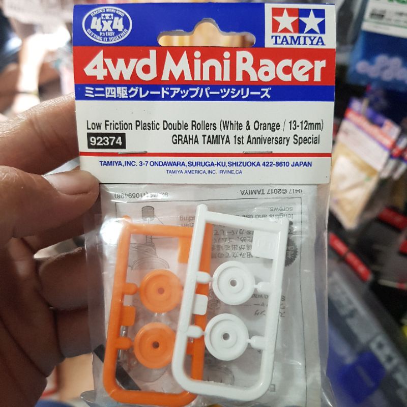 TAMIYA 92374 LOW FRICTION PLASTIC DOUBLE ROLLERS WHITE &amp; ORANGE 13-12MM GRAHA TAMIYA