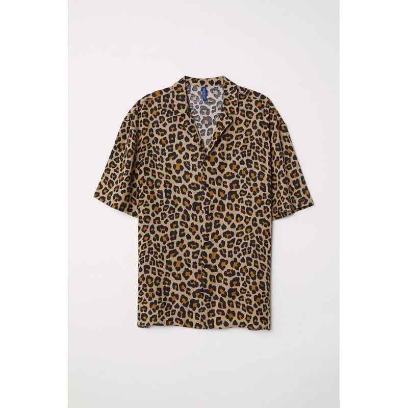 kemeja leopard pria - HM Leopard yellow murah original