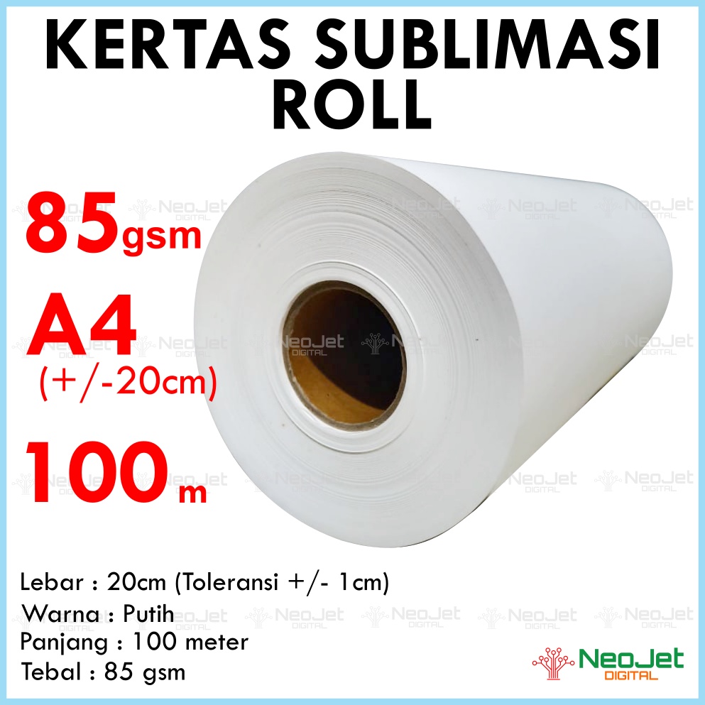 

Kertas Sublim Sublimasi 85 gsm Transfer Paper Roll lebar 20 cm A4 100 meter