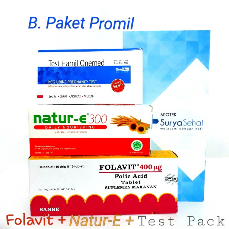 Paket Promil B 90 hari Best Seller! Program Hamil 90 hari (3 bulan) Folavit Natur E Orange Tes Pack