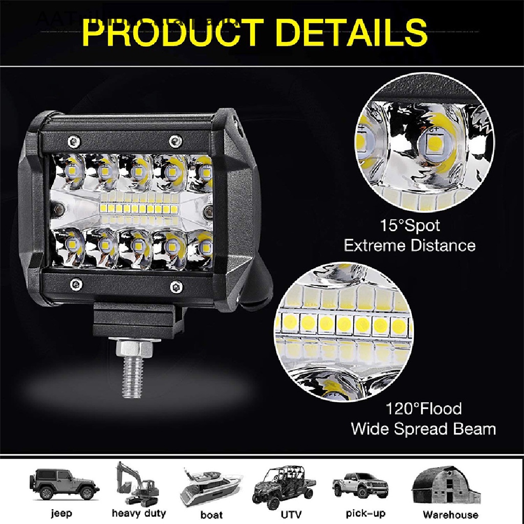 Aatrillioncatalpa Lampu Sorot 20LED 60W 4 Anti Air Untuk Mobil Offroad Perahu