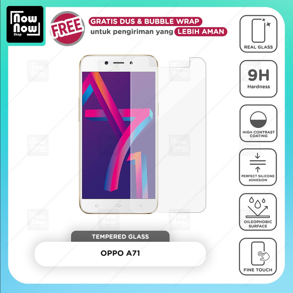 Tempered Glass Anti Gores Oppo A71 Screen Guard Protector 9H Kaca Temperglass