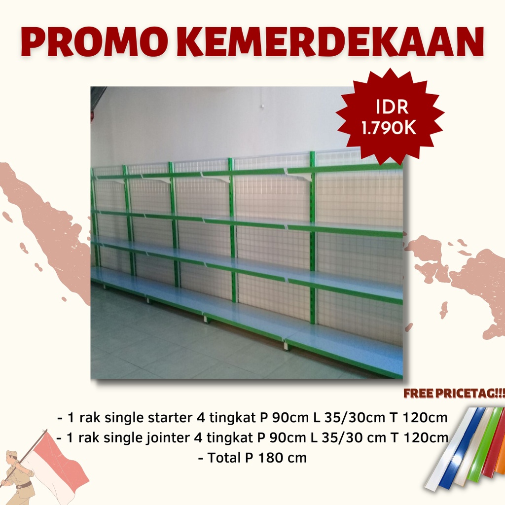 PROMO PAKET RAK BESI MINIMARKET/ RAK SINGLE/ RAK TOKO *free pricetag