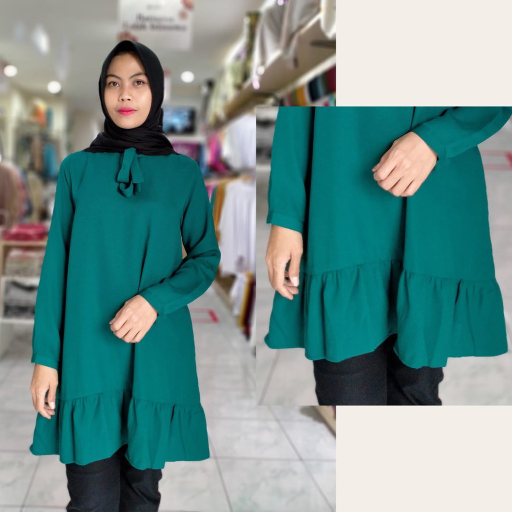 ELZATTA TUNIK WANITA POLOS TUNIK RAHMANIA BAHAN MOSCREPE SIZE S