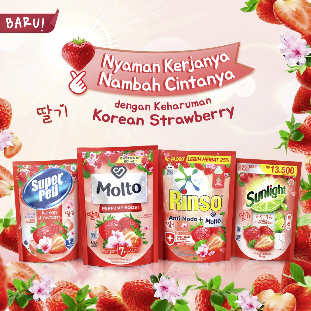 Rinso Molto Korean Strawberry 700 gr - Detergen Bubuk