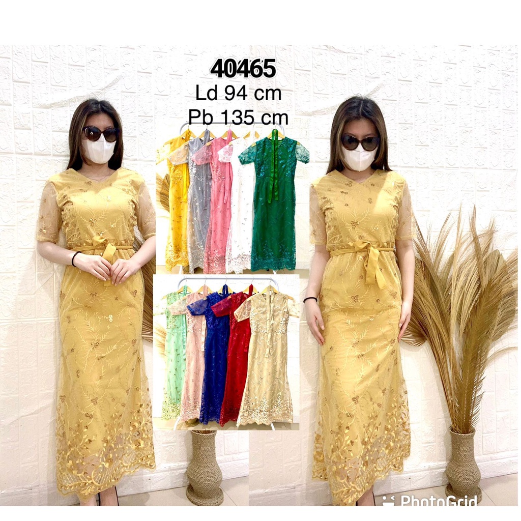 2022 FEB NEWEST Dress Wanita Local xBelle / Dres Tile Kombi Brukat Skater Kerah V / Baju Fashion Wan