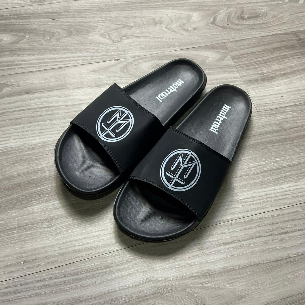 SANDAL SLIDE SLOP SLIPPER UNISEX ORIGINAL NOTBADCLUB spesial SERIES OF SPICTURAM DARK art BLACK WHITE| SENDAL HITAM PRIA WANITA