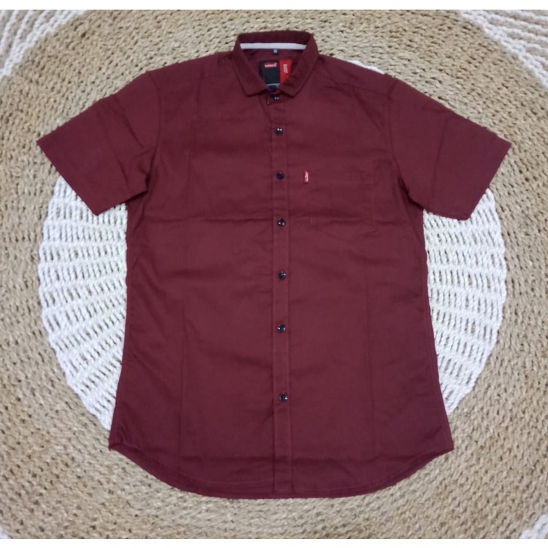baju kemeja pria lengan pendek bahan katun 100% adem ngk panas