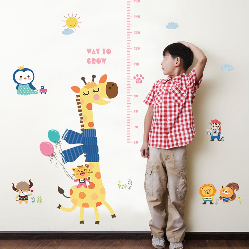 RELIZA WALL STICKER TINGGI BADAN HEWAN JERAPAH GROW UP ANIMAL STIKER DINDING SK9165