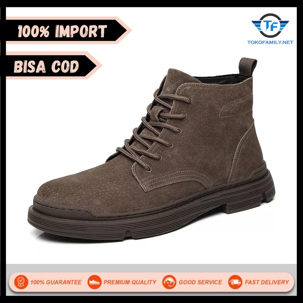 sepatu boots pria import korea style casual hiking shoes outdoor premium bahan kulit versi terbaru