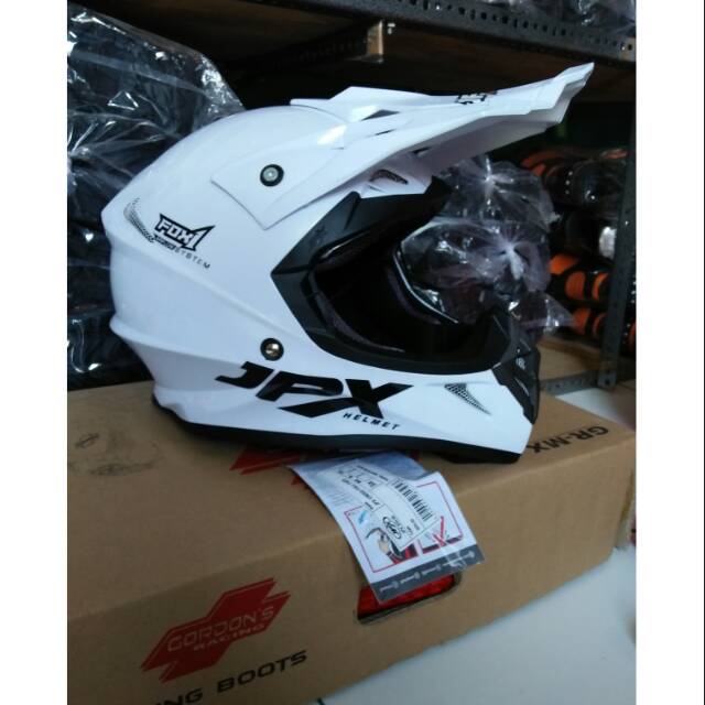 Helm jpx cross putih glosy