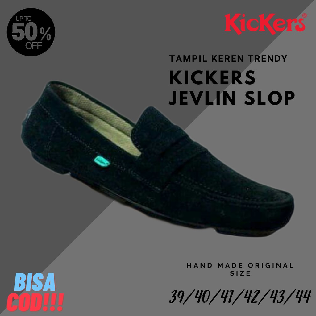 TERMURAH !!! SEPATU SLOP PRIA KICKERS JEVLIN HITAM CASUAL FORMAL KERJA KULIAH SANTAI PRIA