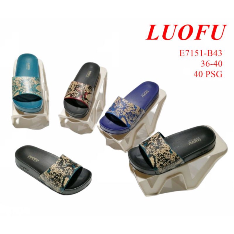 Sandal selop wanita Luofu E 7151 B-43 Sandal karet wanita terbaru sandal jelly kekinian