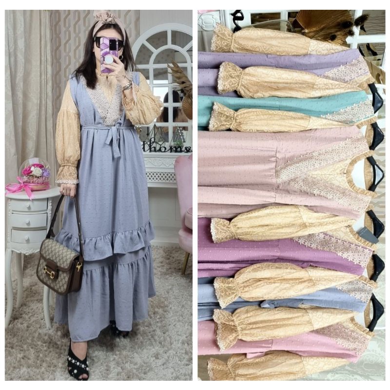 Gamis Rubi crinkle busui original by meijiwang