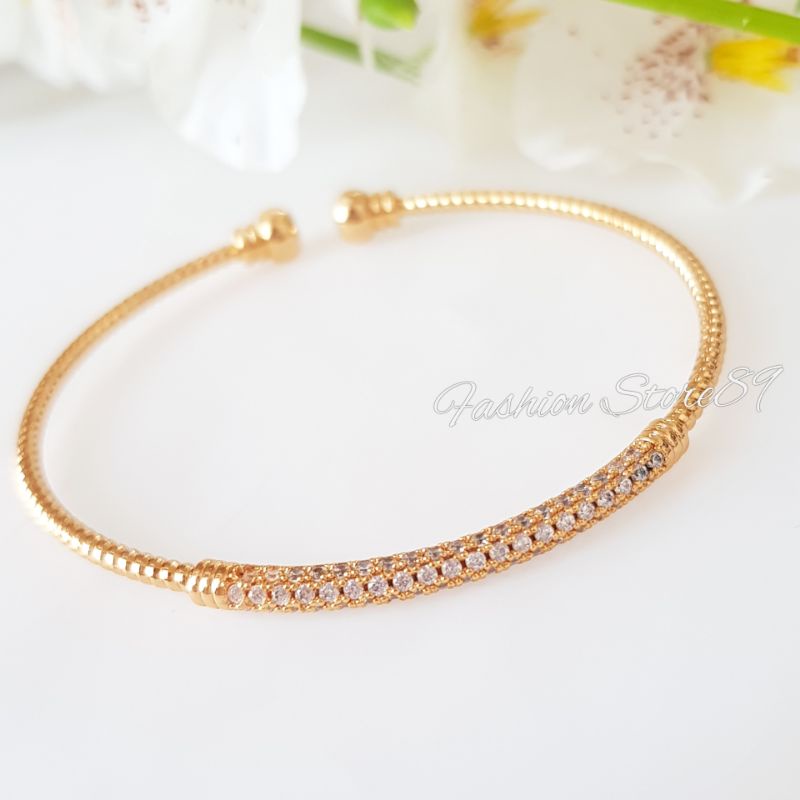 Gelang Bangle Flexibel simple Lapis Permata Perhiasan Xuping Yaxiya Lapis emas 18k impor Bestquality