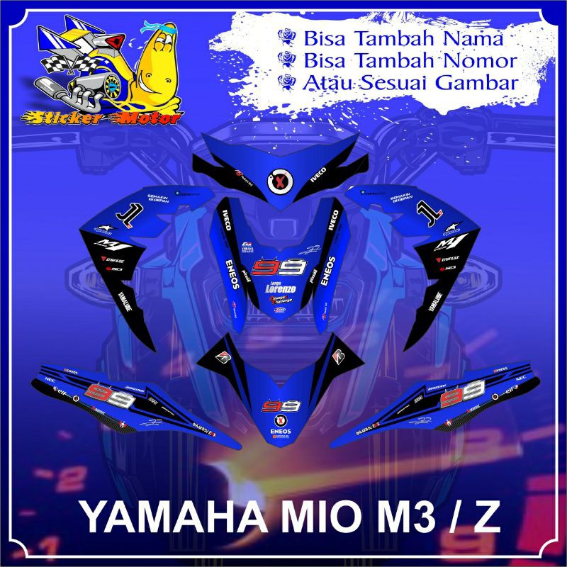 DECAL STICKER YAMAHA MIO M3 OR Z LORENZO BIRU