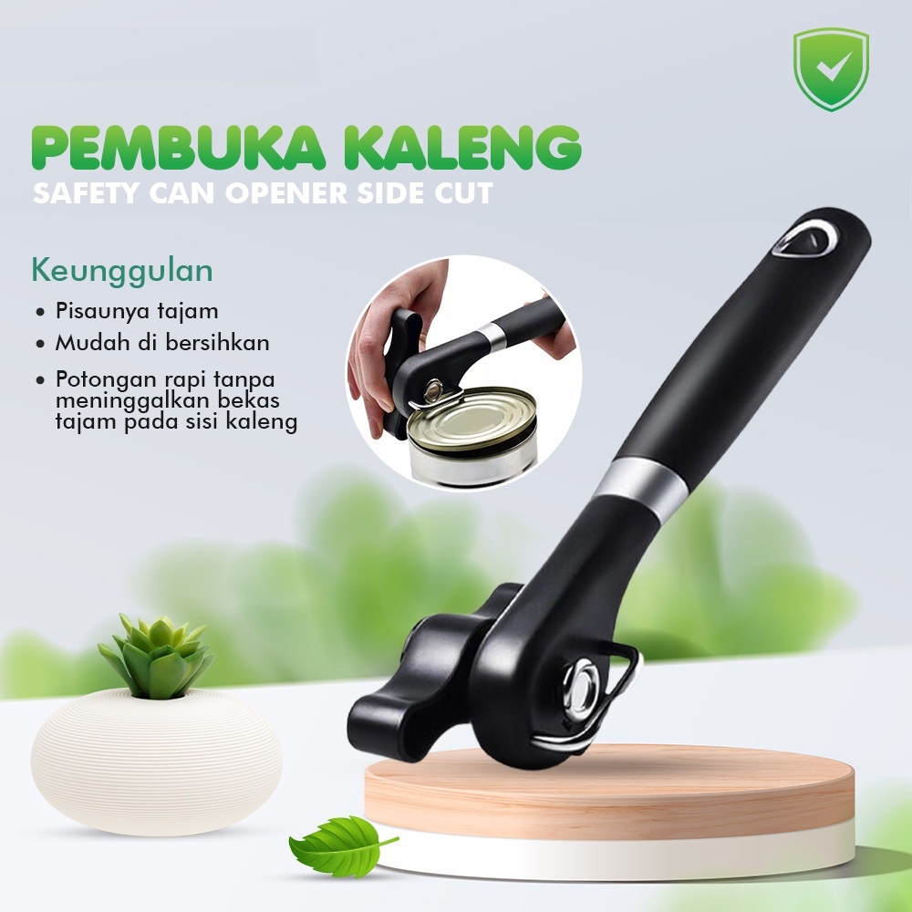 Pembuka Kaleng Can Opener Safety Alat Side Cut Aman Stainless Sealed Susu Makanan Tutup P007