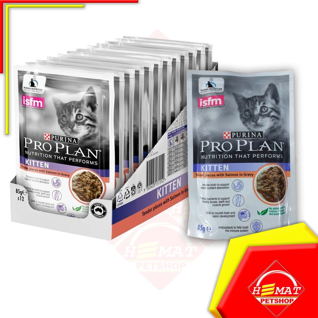 Makanan Basah Kucing Pro Plan Kitten Chicken salmon  85 gr Proplan Pouch Sachet 85gr