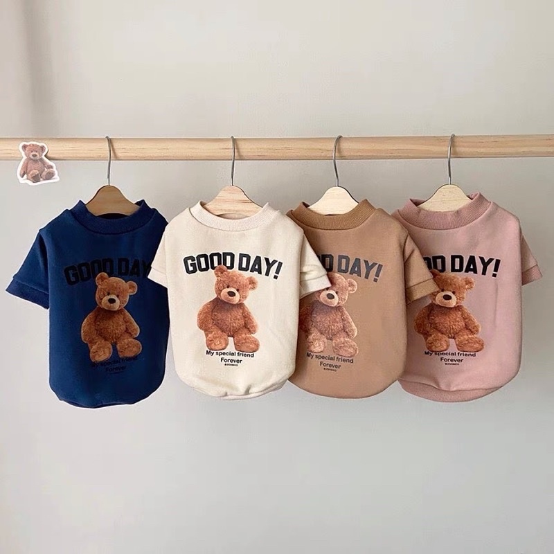 Tricolor Bear Dog Cat Pet T-Shirt Baju Anjing Kucing Lucu