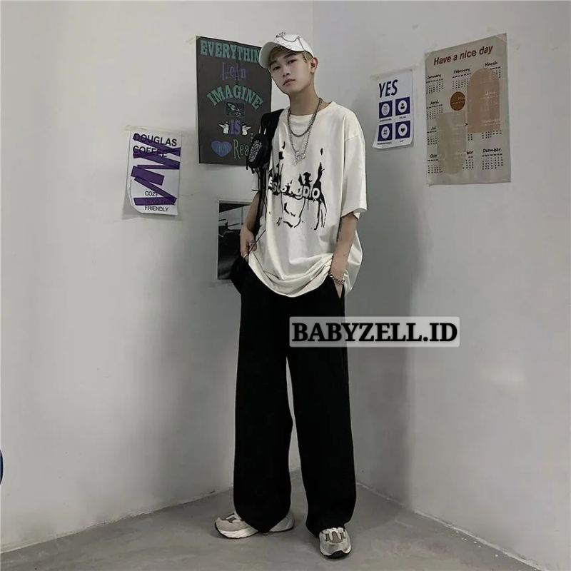 DRAWSTING WIDE LEG PANTS KOREAN STYLE (KULOT COWOK UTUH)  BIGSIZE OVERSIZE ALLSIZE S M L XL - 5XL-6