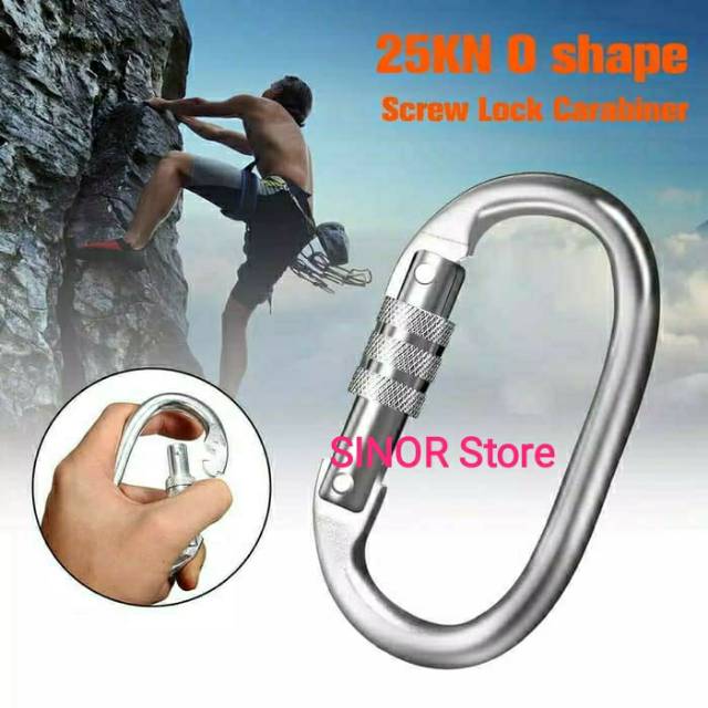 Carabiner PRO OVAL Screw Baja Galvanis EN362 26 KN Safety Harness Lanyard Climbing Quick Release