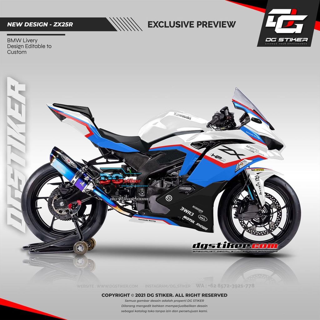 Decal Stiker ZX25r Putih BMW Livery Full Body