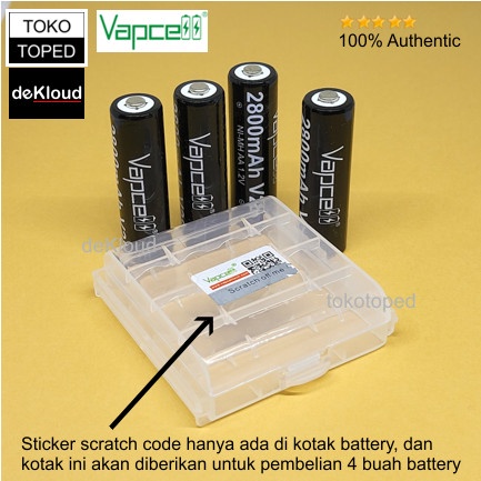 Original Baterai AA Vapcell 2800mAh | batre rechargeable battery A2