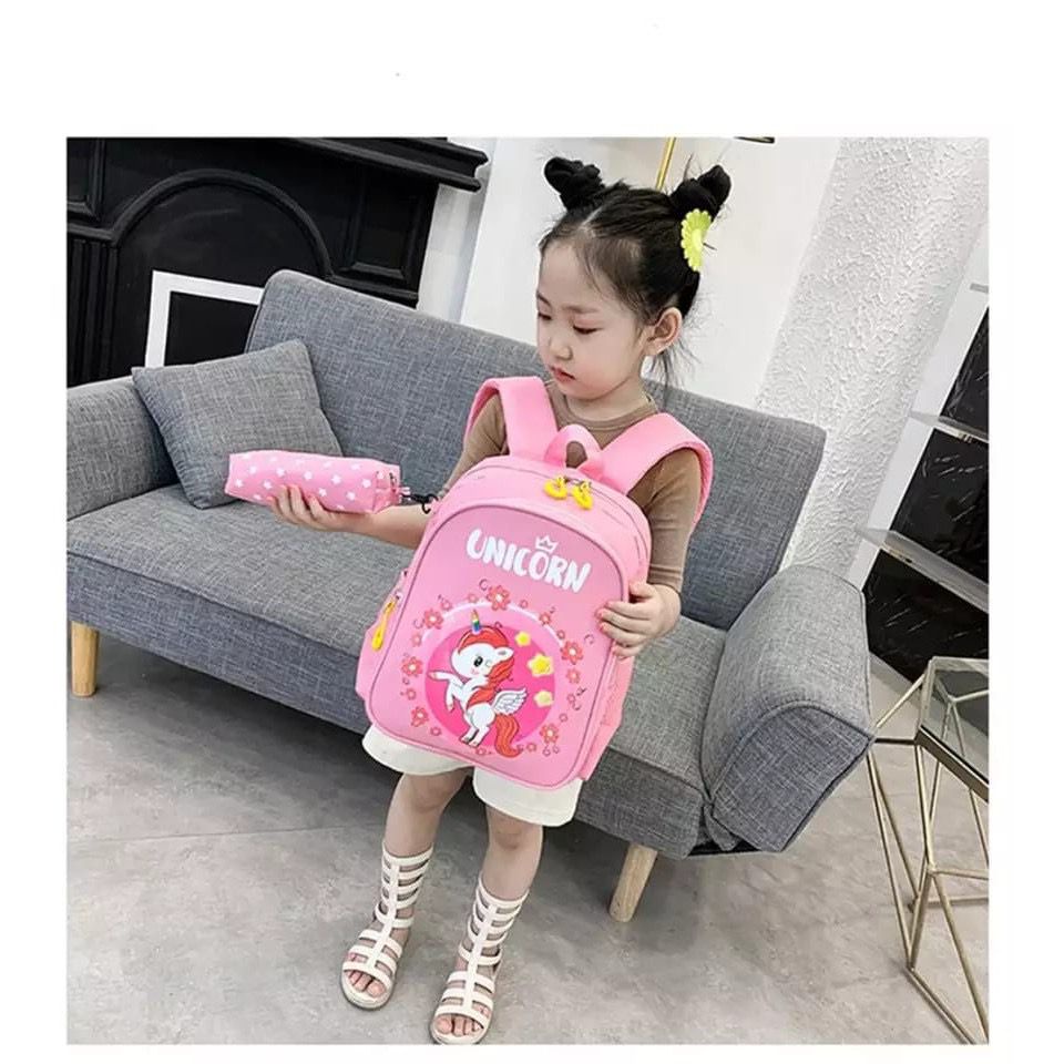 RB17 Tas Ransel Anak Perempuan Unicorn Crown Tas Sekolah Anak Paud TK SD SMP Backpack Anak Karakter