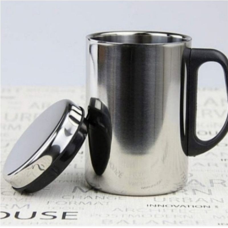 [DEASTORE] MUG STAINLESS STEEL CANGKIR GELAS MINUM THERMOS AIR PANAS DINGIN 500 ML