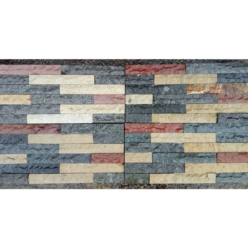 Batu alam dinding wallcladding/mozaik susun sirih 3warna 18x40cm